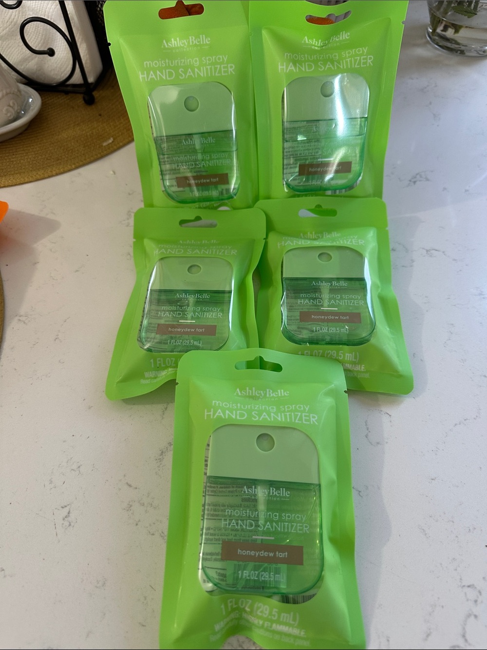 (LOT OF 5) Ashley Belle Honeydew Tart Moisturizing Spray Hand Sanitizer